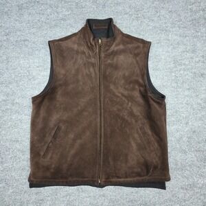 Mark Shale Reversible Leather Wool Cashmere Vest Men's Medium Brown Black